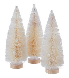 Shop CANVAS White Christmas Collection Flocked Bottlebrush Tree with Pearls, 7-in, 3-pk and more