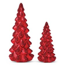 Shop CANVAS Classic Christmas Collection Red Glass Tabletop Glitter Trees, 2-pk and more