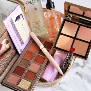 @spacenk&rsquo;s instagram photo of Caudalie Beauty Elixir Prep, Set, Glow Face Mist,JVN Hair Complete Nourishing Shine Drops,Rare Beauty Perfect Strokes Matte Liquid Liner,Hair by Sam McKnight Cool Girl Barely There Texture Hair Mist,Anastasia Beverly Hills Rose Metals Palette,Chantecaille Lip Chic