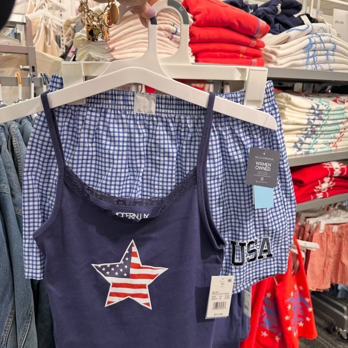 user image by @thetargetexplorer, Women's Star Flag Graphic Tank Top with Lace Trim - Navy Blue