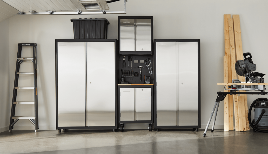 Shop MAXIMUM 2-Door Wide Tall Storage Cabinet w/ Stainless Steel Doors, 48-in, MAXIMUM 2-Door Wall Cabinet with Stainless Steel Doors & 3 Adjustable Shelves, 28-in, Mastercraft Heavy-Duty Steel Pegboard, Tool/Accessories Storage Organizer for Garage & Workshop, Black, 28 x 24-in, MAXIMUM 2-Door Wooden Top Base Cabinet, Mobile, 71.3 x 46.6 x 93.9 cm, Stainless Steel, MAXIMUM 2-Door Wide Tall Storage Cabinet w/ Stainless Steel Doors, 36-in and more