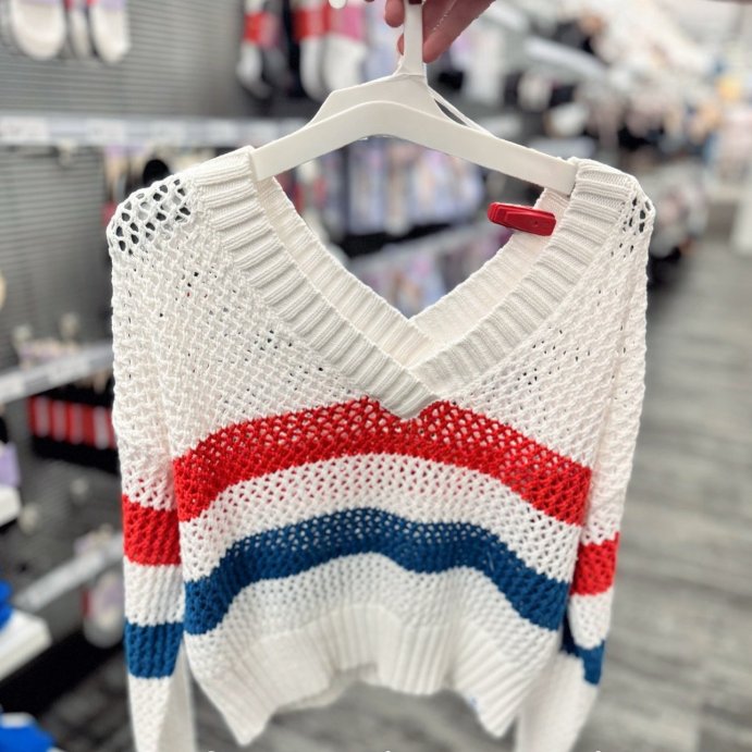 user image by @targetrunwithbri, Women's Striped V-Neck Sweater - JoyLab™ White