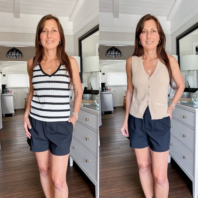user image by @simplyemystyle, Women's Knit Openwork Tank Top - Universal Thread™ Black/White Striped
