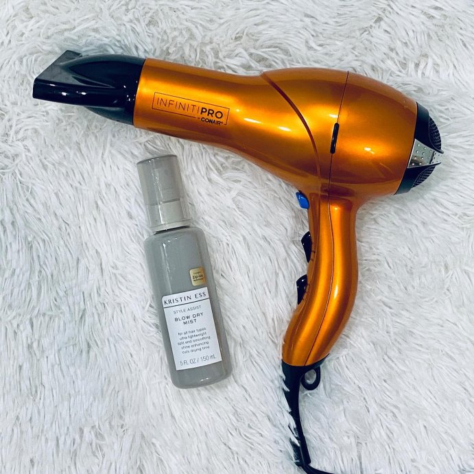 user image by @thebusybrunettes, Kristin Ess 450&#176;F Hydrating Heat Protectant Spray - Style Assist Blow Dry Mist for Straight, Wavy + Curly Hair - 5 fl oz