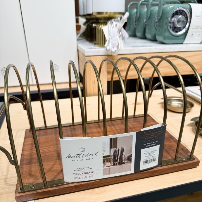 user image by @treatmetotarget, Vinyl Storage Solution Wood/Brass - Hearth &#38; Hand&#8482; with Magnolia