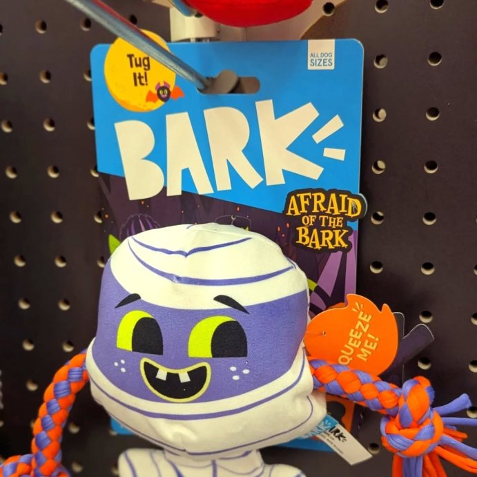 user image by @heartsandhaunts, BARK Afraid of the Bark Halloween 2.75&#34; Little Wrapscal Rope Plush Dog Toy