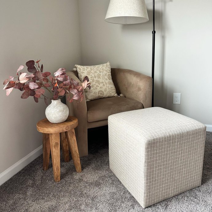 user image by @ariel.jay, Lynwood Square Upholstered Cube Ottoman - Threshold™ designed with Studio McGee