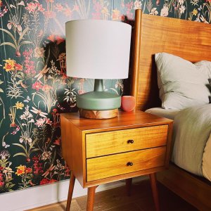 Wood & Ceramic Table Lamp (17")
