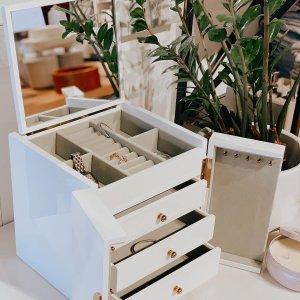 Soft Geo Modern White Lacquer Jewelry Box - Grand | West Elm