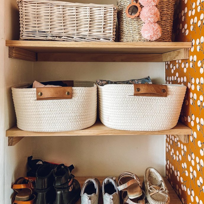 user image by @morganstayshome, 13&#34; Decorative Coiled Rope Square Base Tapered Basket Small Cream - Brightroom&#8482;