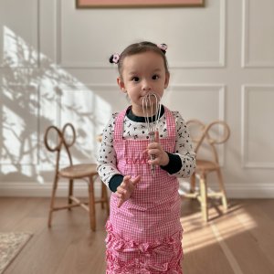 Pink Ruffle Gingham Apron