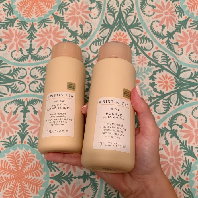 user image by @shoptargetfinds, Kristin Ess Sulfate Free Purple Shampoo, Tones Brassiness for Blonde + Brunette Hair - 10 fl oz