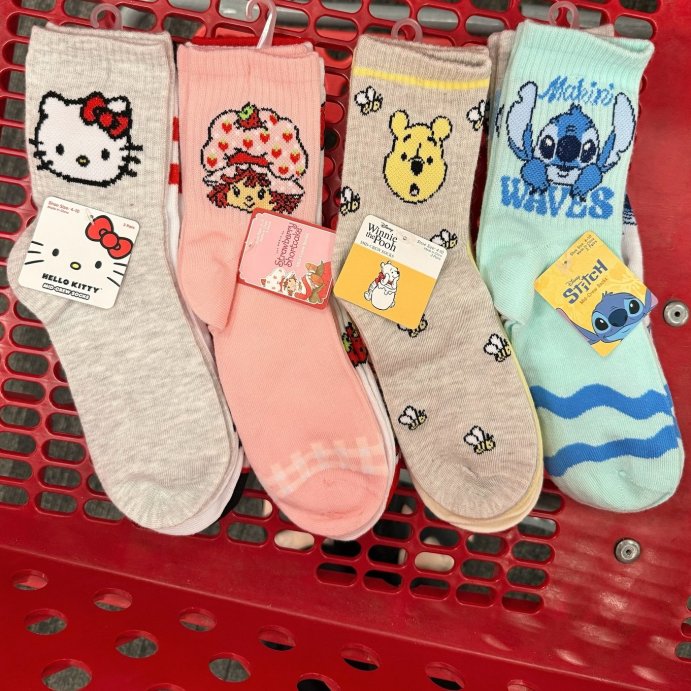 user image by @targettrendsetter, Women&#39;s Lilo &#38; Stitch 3pk Mid Crew Socks - Mint/Heather Gray/White 4-10: Polyester, Spandex, Knit, Ribbed, Machine Washable