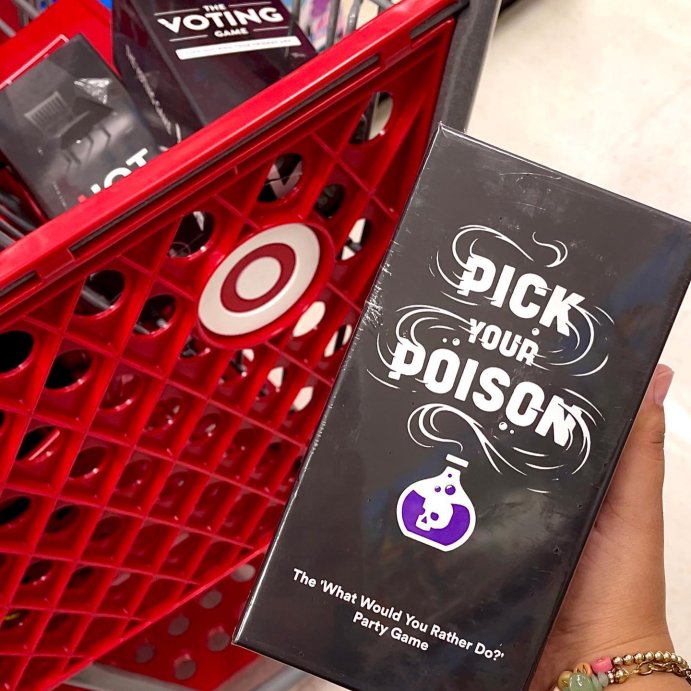 user image by @targetgoodies, Pick Your Poison Card Game - The "What Would You Rather Do?" Party Game [All Ages/Family Edition]