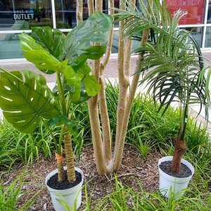 Faux Potted Fan Palm Tree