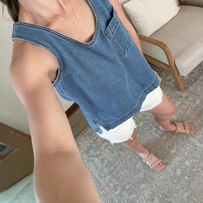 user image by @everydaymama.style, Women's Denim Tank Top - Universal Thread™ Medium Wash