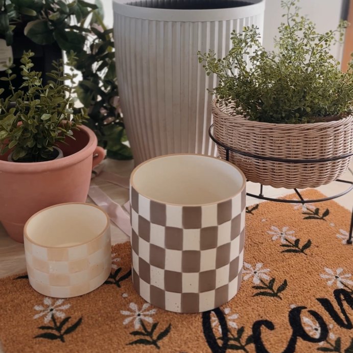 user image by alexisnicolehome, 1&#39;6&#34;x2&#39;6&#34; Pinwheel Flower Block Print Welcome Doormat Brown - Threshold&#8482;