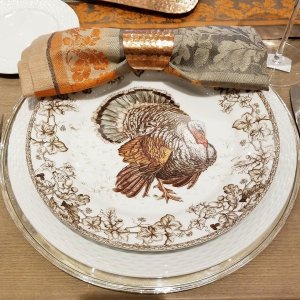 Apilco Beaded Hemstitch Dinner Plates, Set of 4