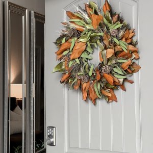 Dried Magnolia Wheat Wreath