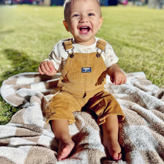 user image by @fara.ann3, OshKosh B'gosh Toddler Boys' Plaid Trim Corduroy Overalls - Brown