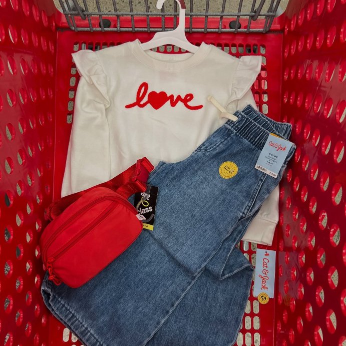 user image by @targetbayareafinds, Girls&#39; French Terry Valentine's Day Pullover Sweatshirt - Cat &#38; Jack&#8482;