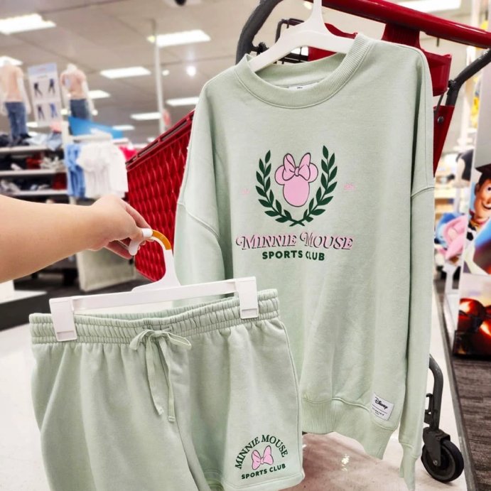 user image by @ohtarget, Women Minnie Mouse Sports Club Fleece Shorts - Light Mint Green