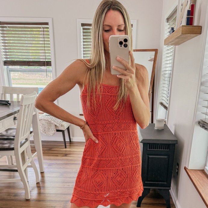 user image by @vogueonaryn, Women's Mini Crochet Shift Dress - A New Day™