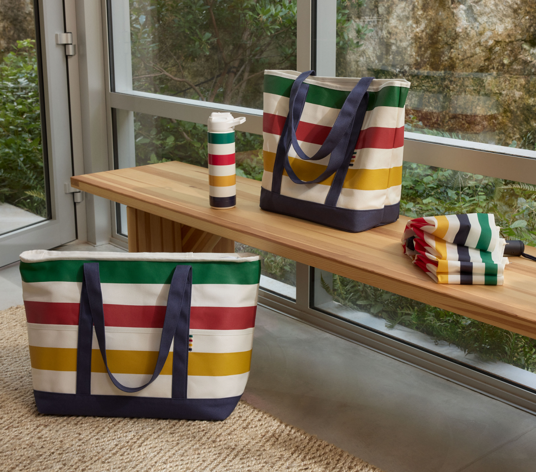 Shop Hudson's Bay Stripes Umbrella, Multi-Coloured, 38-in, Hudson's Bay Stripes Signature Canvas Tote Bag, Navy, 7.5-in, Hudson's Bay Stripes Insulated Canvas Cooler Bag, Navy, Hudson's Bay Stripes Signature Water Bottle, White, 26-Oz and more
