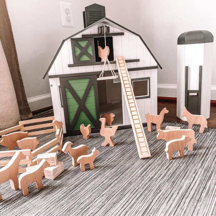 user image by @mrs.anaboubker, Toy Barn with Animal Figurines - Hearth &#38; Hand&#8482; with Magnolia: Wooden Farm Playset, Classic Style, Gender Neutral