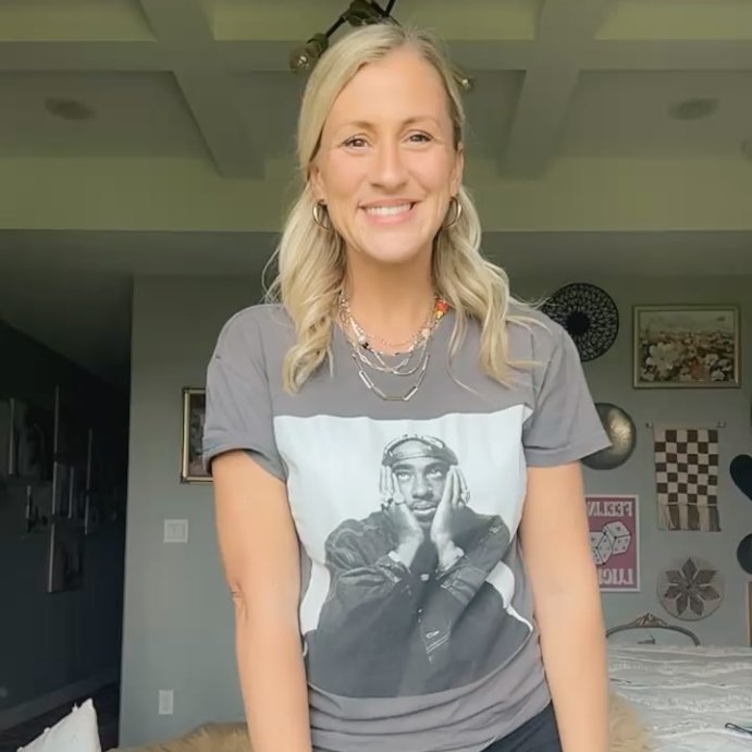 user image by @heyjazminciara, Women's Tupac Short Sleeve Graphic T-Shirt - Black