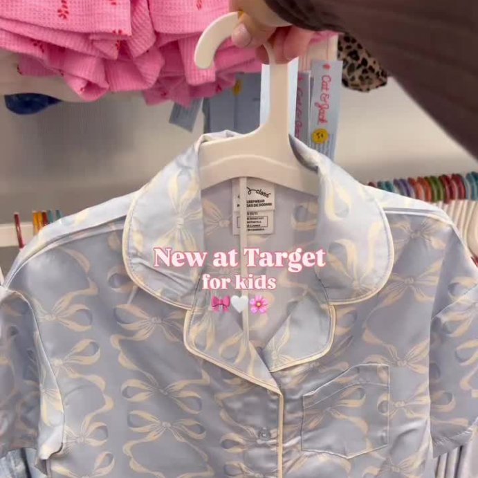 user image by @letsbeshoppingbesties, Girls' 2pc Short Sleeve Button-Down Satin Pajama Set - art class™