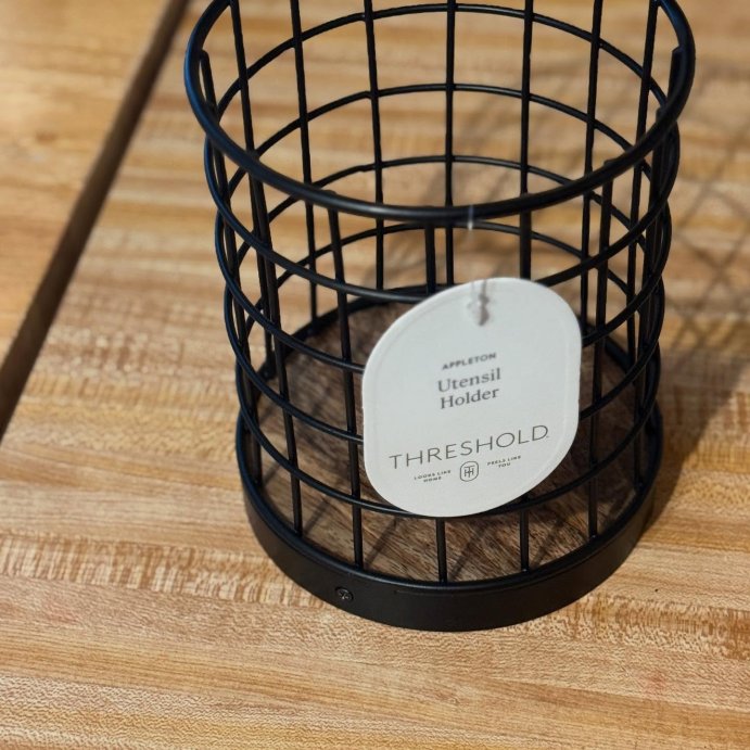 user image by @cheftrealo, Iron and Mangowood Wire Utensil Holder Black - Threshold&#8482;: Kitchen Utensil Caddy, Silverware Storage, 6.6&#34; Height