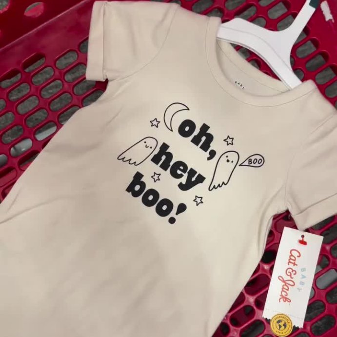 user image by @trending.at.target, Baby Halloween Oh Hey Boo Short-Sleeve Romper - Cat &#38; Jack&#8482; Cream