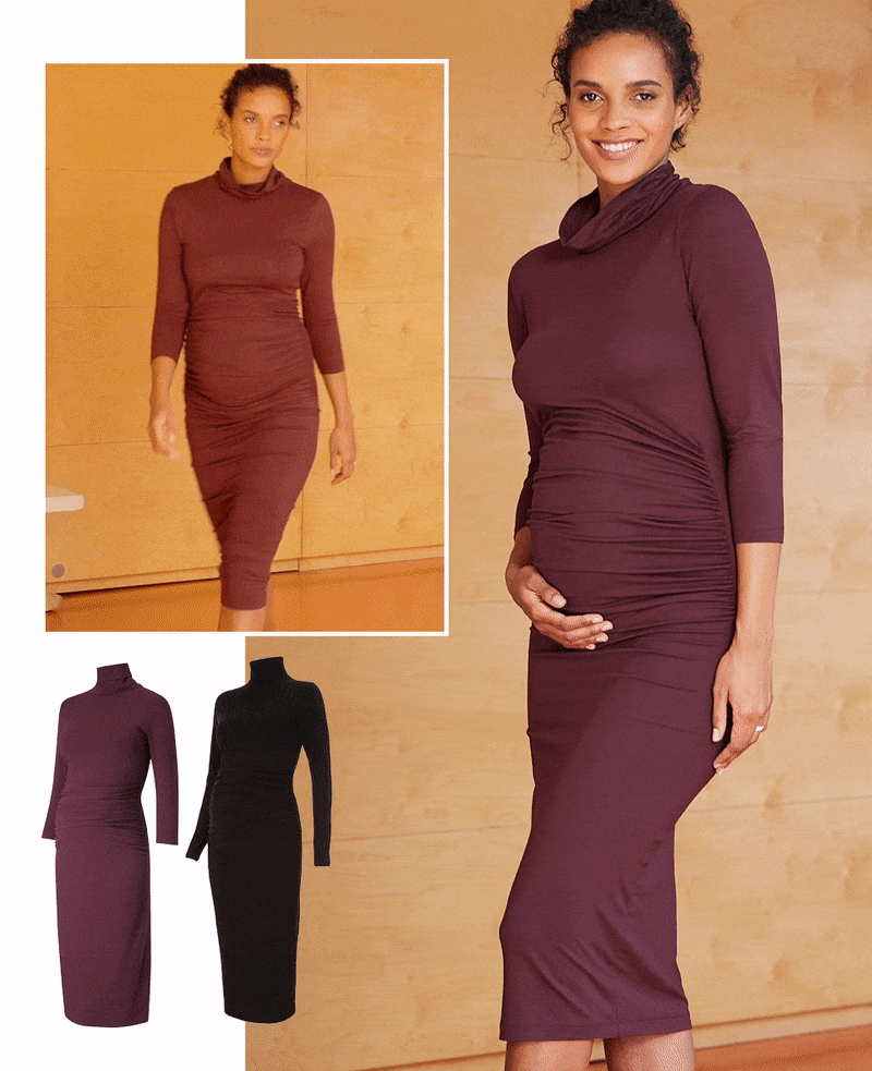 Shop Isabella Oliver Grayson Maternity Dress-Darkest Fig, Isabella Oliver Grayson Maternity Dress with LENZING™ ECOVERO™-Caviar Black and more