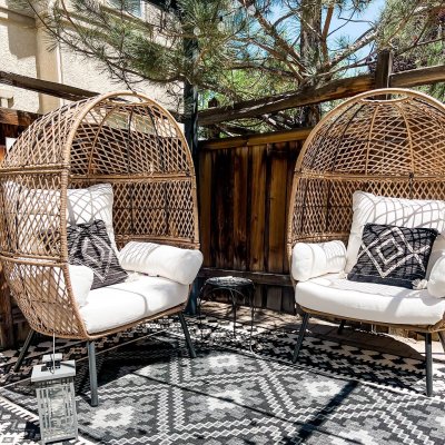 Gray and Ivory Geometric Indoor/Outdoor Area Rug