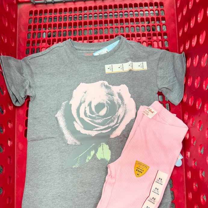 user image by @thislovelylife_of_five, Girls' Short Sleeve Oversized Rose Graphic T-Shirt - Cat & Jack™ - Gray