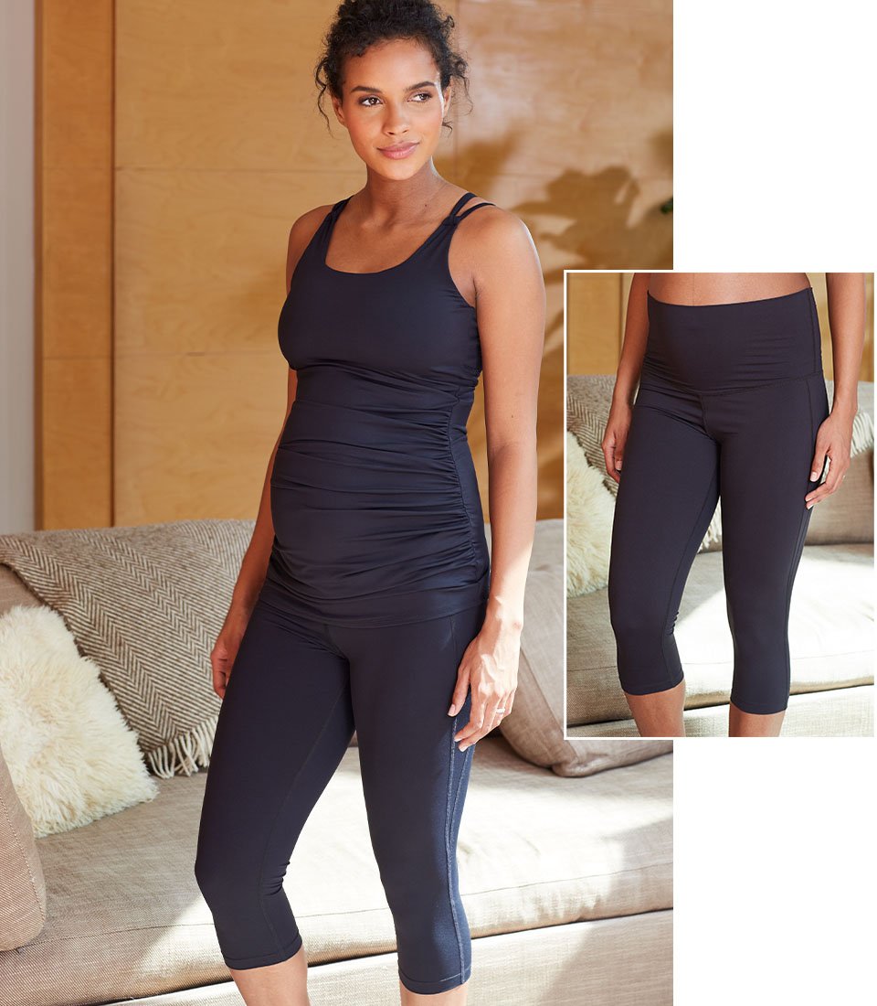 Shop Isabella Oliver The Active Cropped Maternity Legging-Caviar Black and more