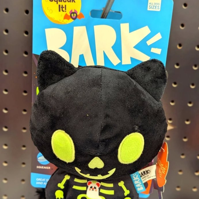 user image by @heartsandhaunts, BARK Afraid of the Bark Halloween CAT Scan Kitty Animal Plush Dog Toy
