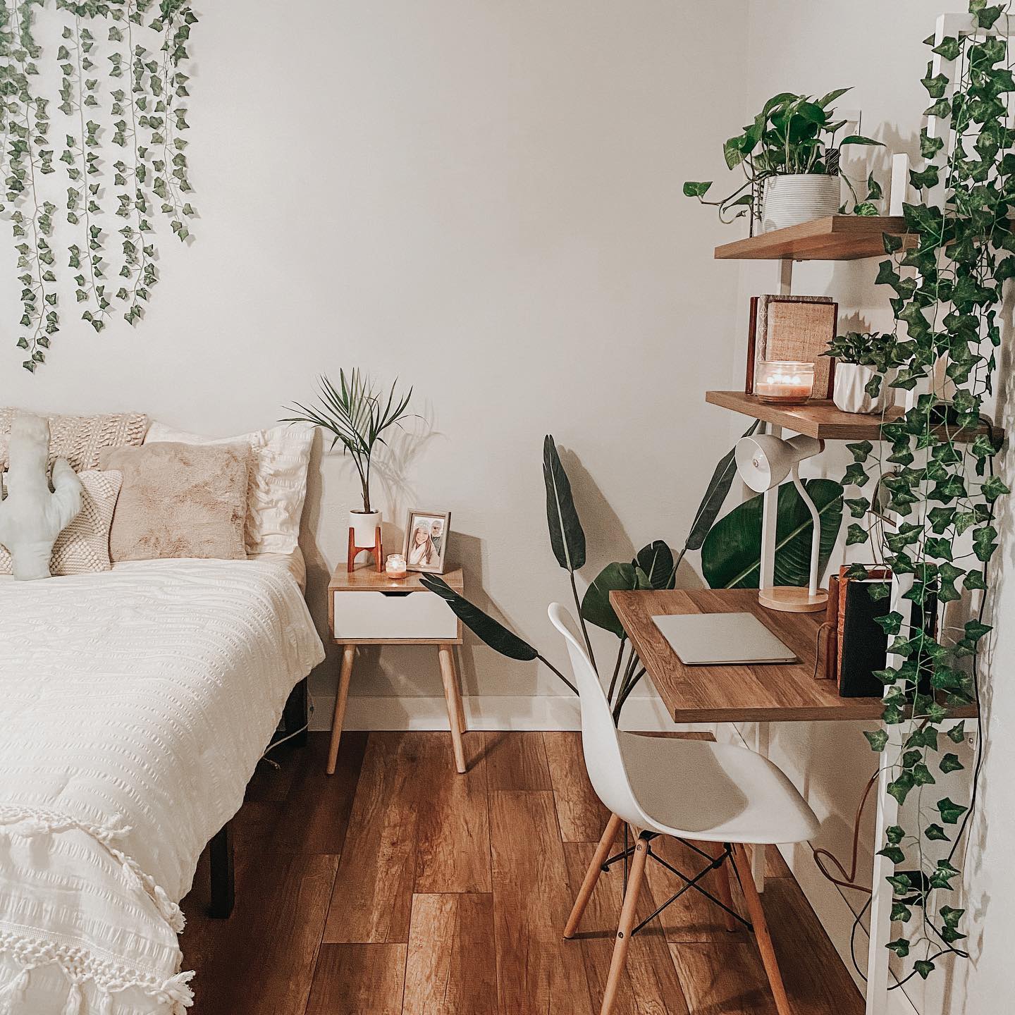 Natural airy bedroom office Instagram Post