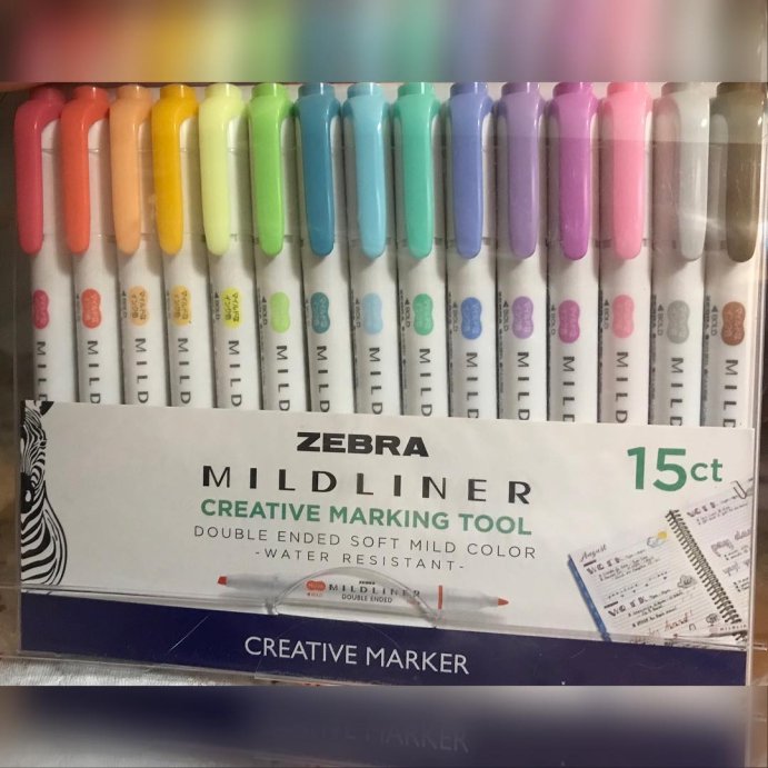 user image by @rfwright, Zebra 15ct Mildliner Dual-tip Creative Marker Assorted Colors: Mildliner Highlighters, Fine &#38; Bold Tips, Multicolored Ink, Teacher Supplies
