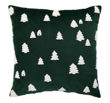 Shop Coussin décoratif de Noël velours vert avec arbres and more