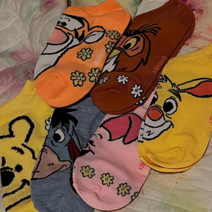 user image by @ms.pageantqueen, Women&#39;s 6pk Winnie The Pooh Low Cut Socks - Assorted Colors 4-10: Disney Knit Figures Eeyore Piglet Tigger Rabbit