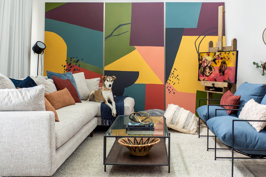 Shop Canapé d'angle modulaire Nixon -Giovanna pouss lune, droit, Déco Rigo laiton en métal recyclé, Tapis Lance 60x96 gris, Coussin Clooney 24x24 po marine, Coussin Bailey 12x22 po caramel, Coussin Francesca 12x22 corail/ivoire/bl, Jeté texturé Dermot Atlantique, Chevalet multimédia Uptown -Parson brun and more