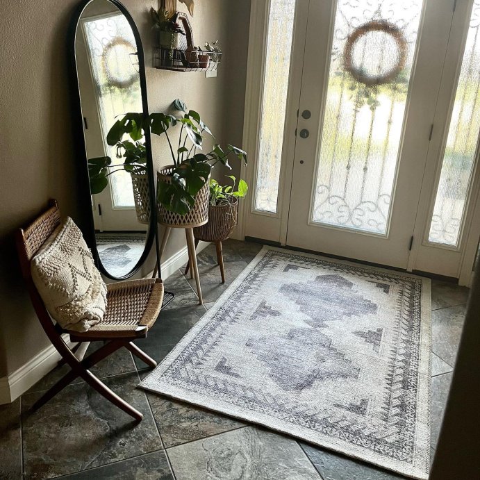 user image by @lovingdesignbylace, Cromwell Washable Printed Persian Style Rug Tan - Threshold™