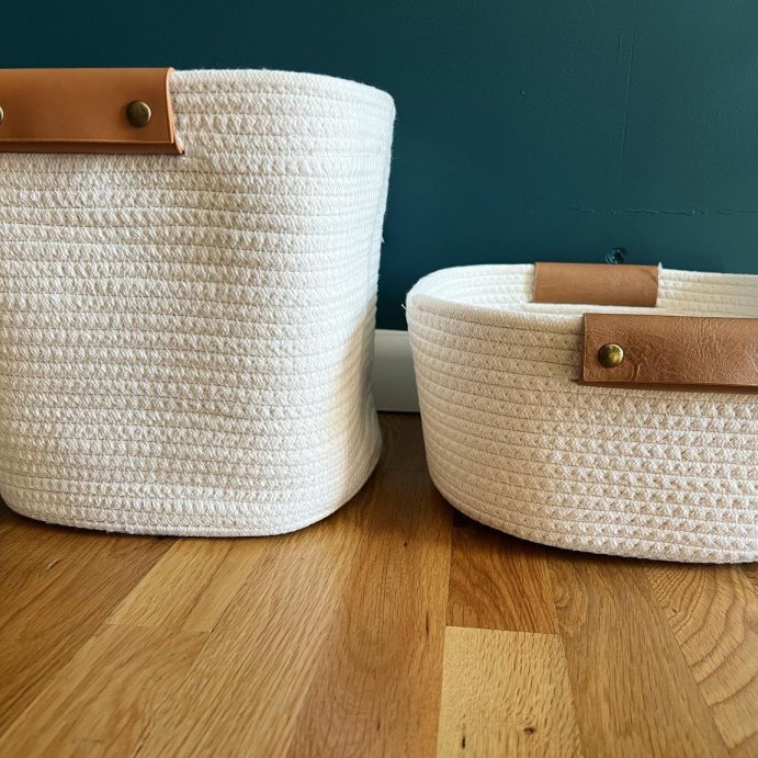 user image by @squareonewellness_rd, 13" Decorative Coiled Rope Basket - Brightroom™