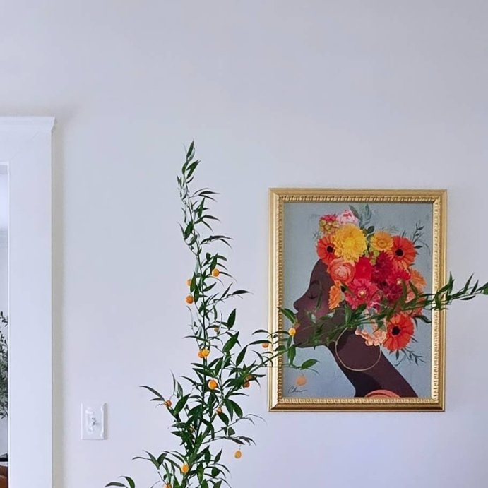 user image by @duvernabell, 24&#34; x 30&#34; Floral Dream by Nikki Chu Vintage Canvas Board Gold - Threshold&#8482;: Modern Style, Digital Art, Polystyrene Frame