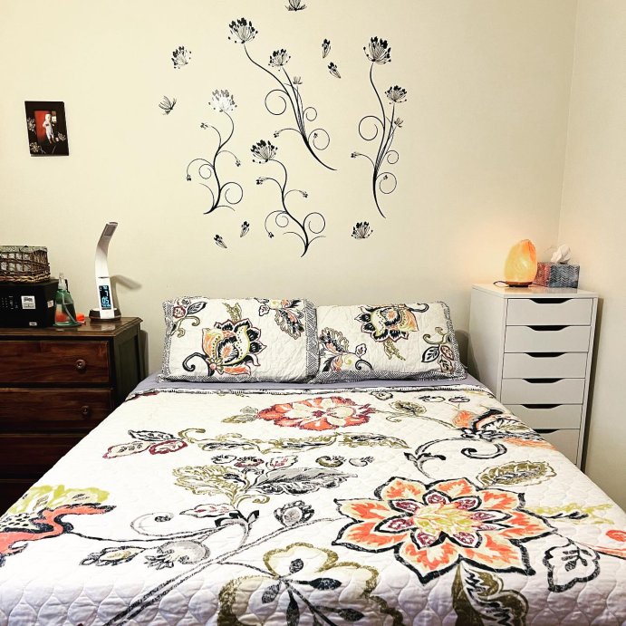user image by @musicalmotley, Aster Quilt Coral/ Navy 3 Piece Set - Lush Décor