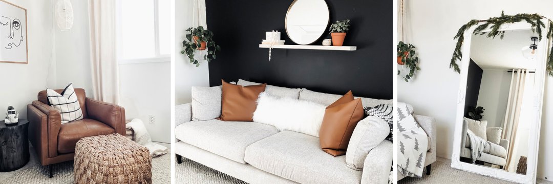 Shop Canapé Nixon -Giovanna poussière de lune, Fauteuil cuir Renfrew -Adler brun clair, Pouf Acosta en jute, Tabouret intérieur/extérieur Coburn gris, Lampe suspendue Odeya, Rideau Bailey 96 po ivoire, Coussin Mongolian 12x22 crème, Miroir plein pied Presley blanc, Jeté arbre McDougall cailloux/ivoire and more