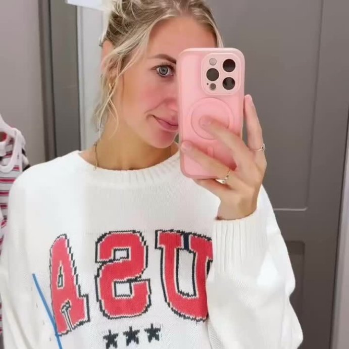 user image by @burgundyy, Women's USA Graphic Sweater - Off-White