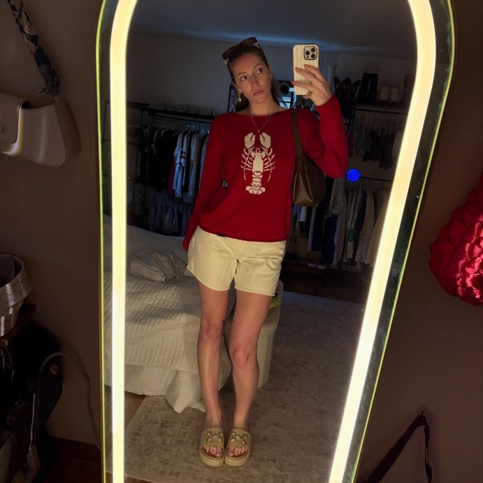 user image by @adornwithaubrey, Women's Wide Crewneck Americana Pullover Sweater - Wild Fable™